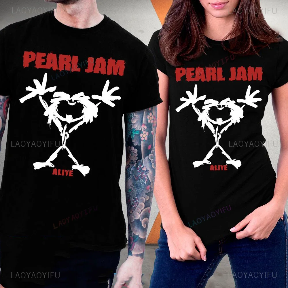 Men Women's Cool Alive Pearls Jam T Shirts Music Band Heavy Metal