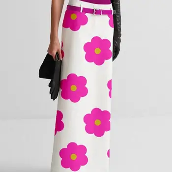 Floral Printed H-line Skirt for Urban Female Spring New Fashion High Waisted Slim Fit Skirts Women's Elegant Party Wear Bottoms