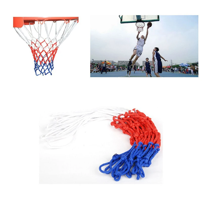

1-Basketball Net All-Weather Basketball Net Tri-Color Basketball Hoop Net Powered Basketball Hoop Basket Rim Net