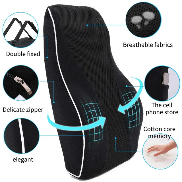 Coussin de siège de voiture antidérapant en mousse à mémoire de forme, siège de bureau et de jeu, prend en charge les lombaires et la taille, doux et confortable, 1PC 2