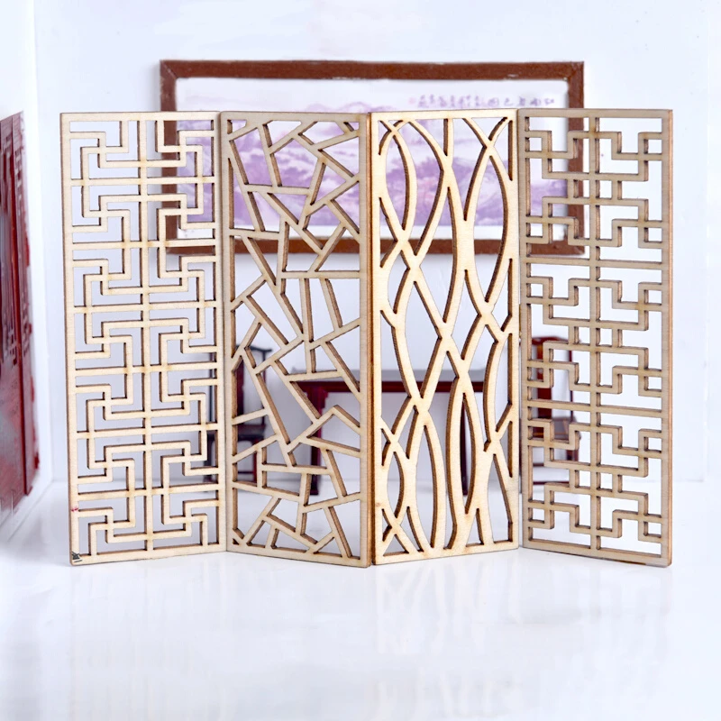 Miniature Wooden Dollhouse Decor with Folding Decorative Door