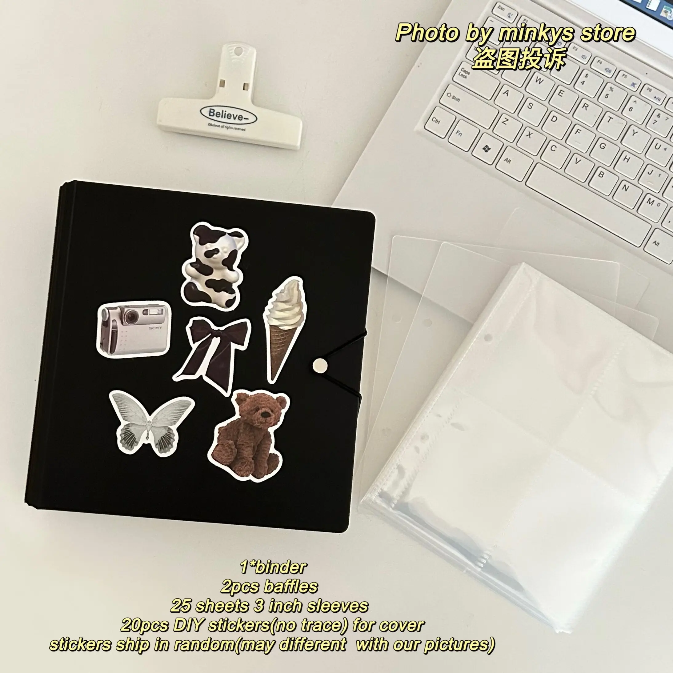 MINKYS Kawaii D Shape Ring Photocard Binder – Large Capacity Album for Collecting Kpop Idol Photos