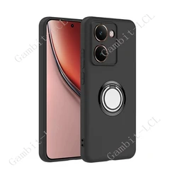 Premium TPU Soft Silicone Phone Cover with Back Ring Holder for Realme P3 Ultra 5G (Ring Case Black)