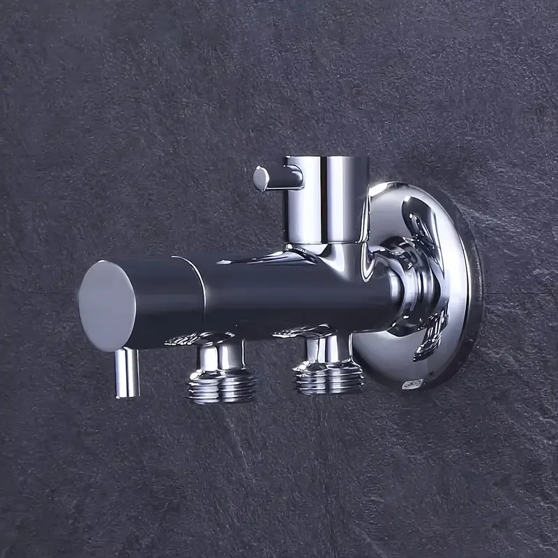 Dual Outlet Valve with Dual Switch Control - Chrome-Plated Metal Washing Machine Angle Valve, G1/2 Threads for US/EU Plumbing