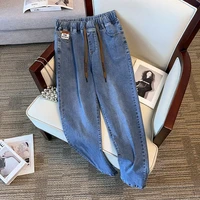 Plus Size 7XL 170kg Women Denim Pants High Elastic Waist Jeans Trousers Pockets Thin Slim Ladies Ankle Length Loose Trousers - Image 2
