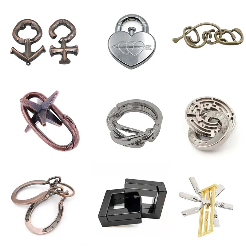 1 pcs Classic Alloy Unlocking Ring Unlocking Magic Puzzle Decryption Game Unlocking Novelty Children Toys Adult Toys 3