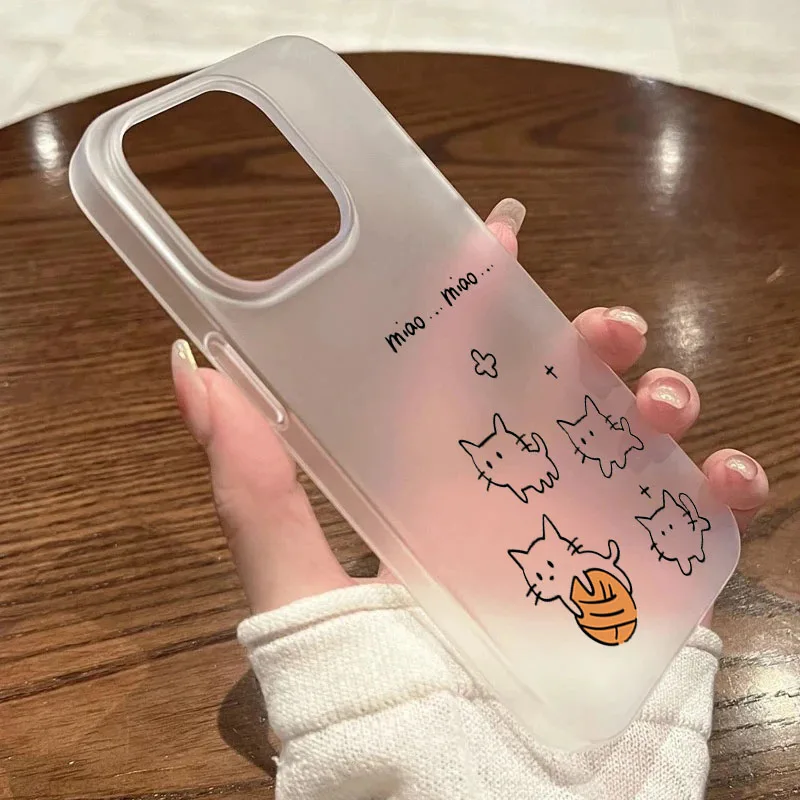 Translucent Soft Phone Case with Cute Black Cat Pattern