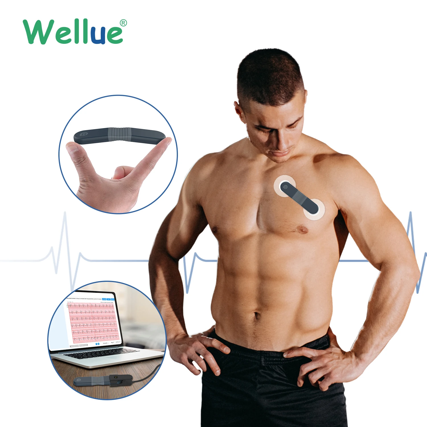 WellueER1MedicalContinuouslyPCReportEcgCableChestHeartRate