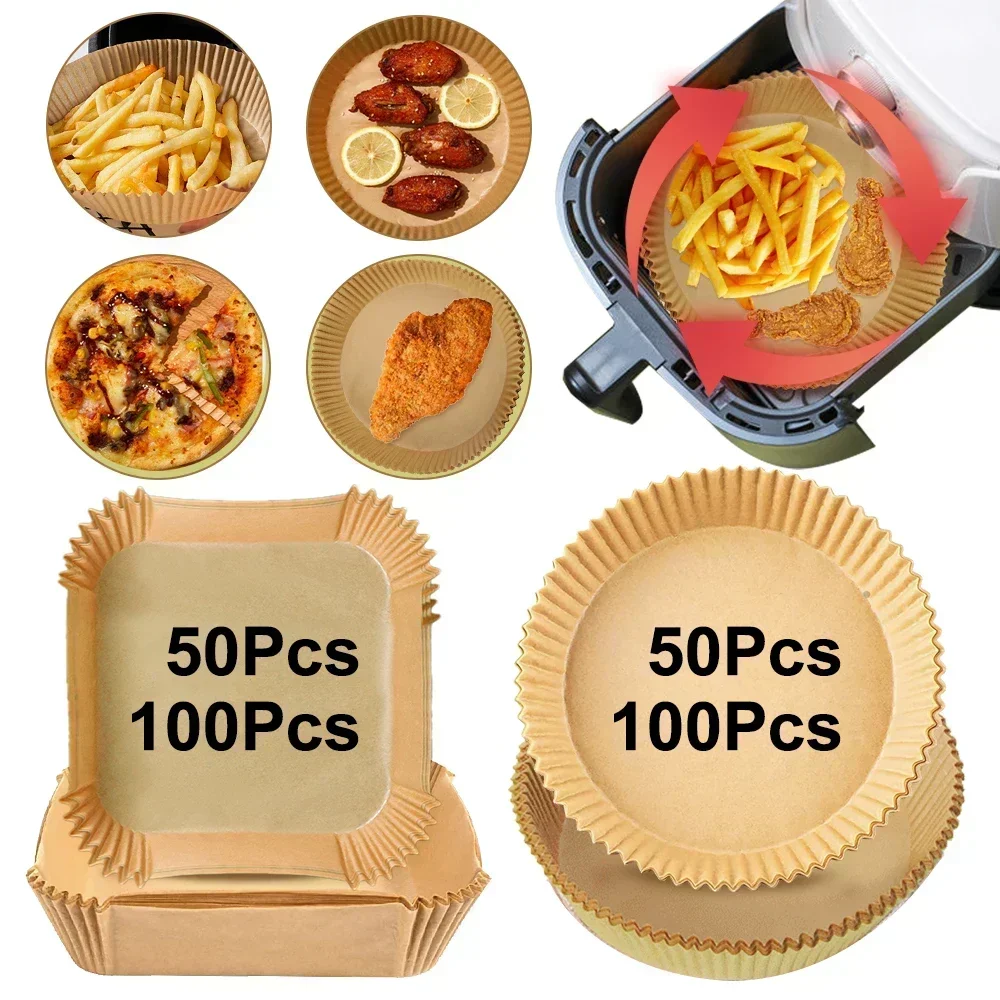 Disposable Air Fryer Accessories Air Fryer Parchment Paper Liner Oil-proof Water-proof Paper Tray Non-Stick Baking Mat For Oven AirFryers