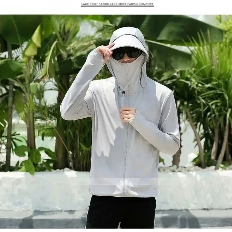 UPF50+ 남성용 자외선 차단 얇은 메쉬 빠른 건조 통기성 사냥 스포츠 자외선 차단 낚시 장비 야외 자외선 차단제 사이클링