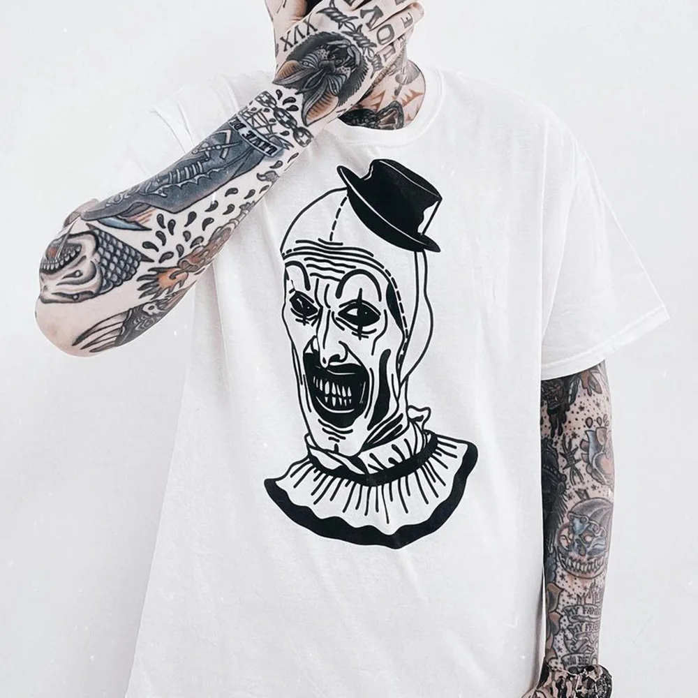 

American retro short-sleeved T-shirt summer new loose round neck Hiphop street skull print Chicano casual top men's clothing