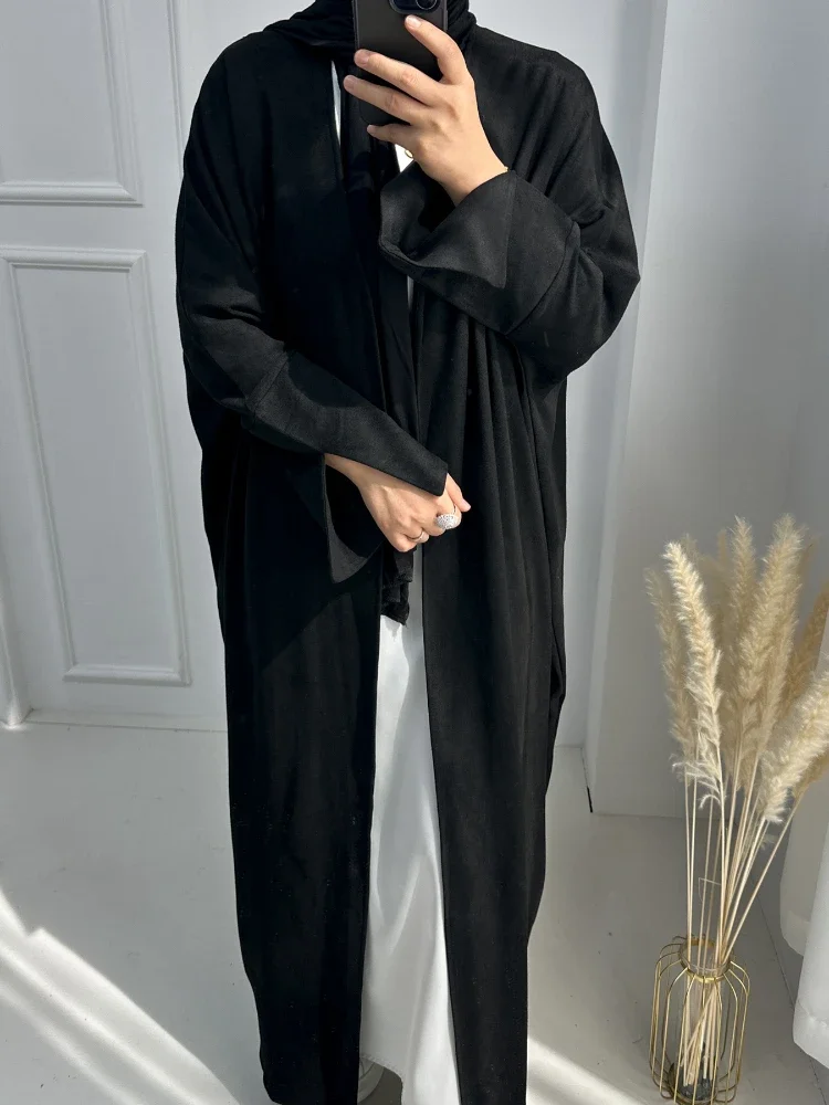 Winter Abaya Dubai Thicked Deer Velvet Abayas Cardigan for Muslim Warm Dress Women Turkey Kimono Coat Autumn Islamic Clothing