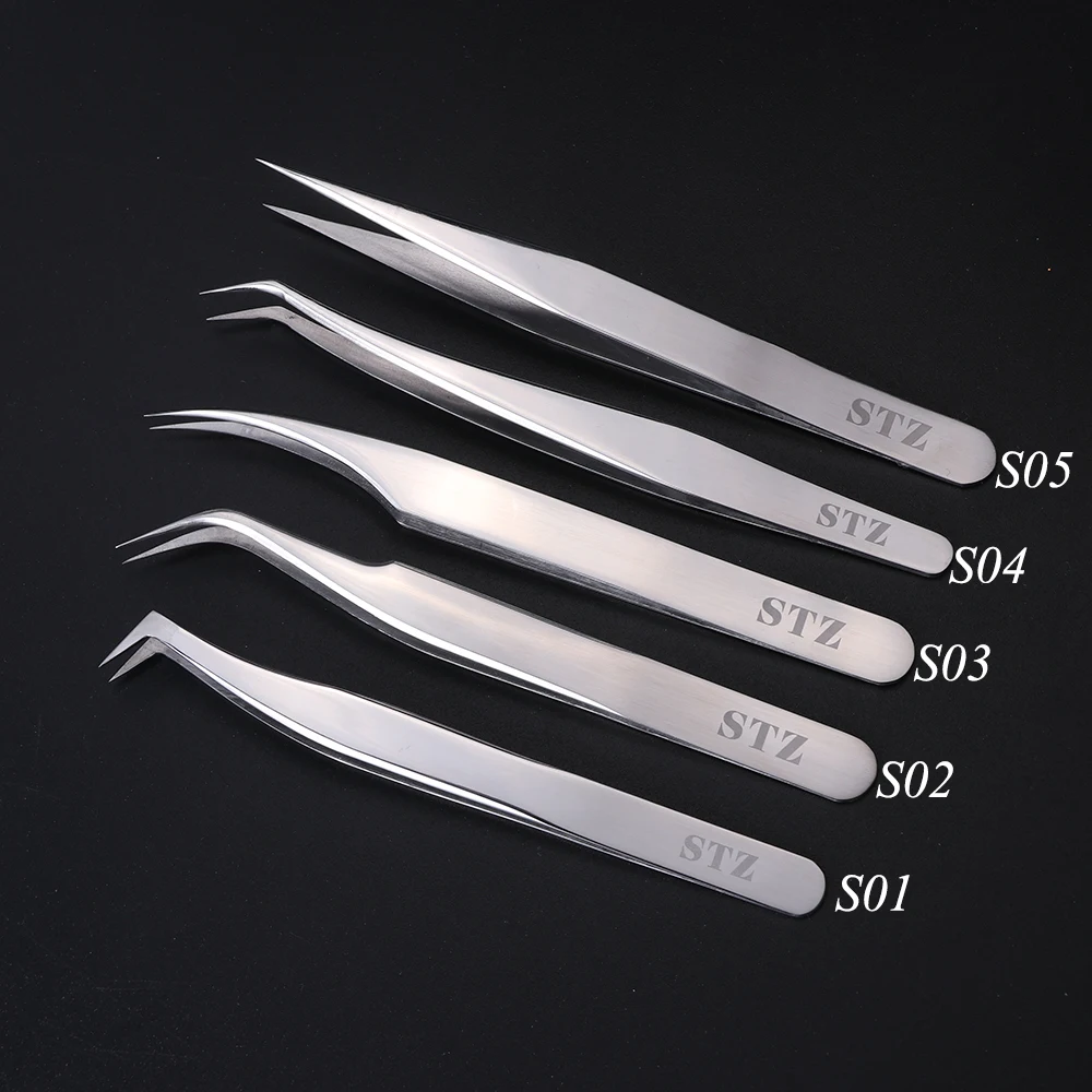  2 Pcs Stainless Steel Eyebrow Tip Tweezers Picker Eyelash  Extensions Nippers for Women : Beauty & Personal Care