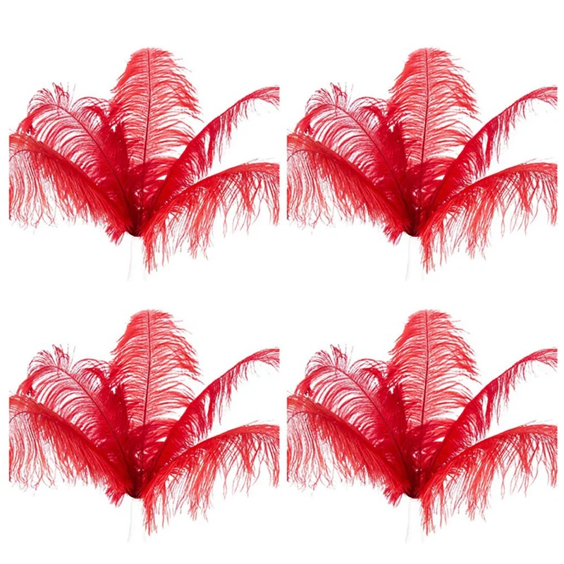 

20 Pcs Natural Ostrich Feathers Wedding Party Decoration Red 20-25Cm