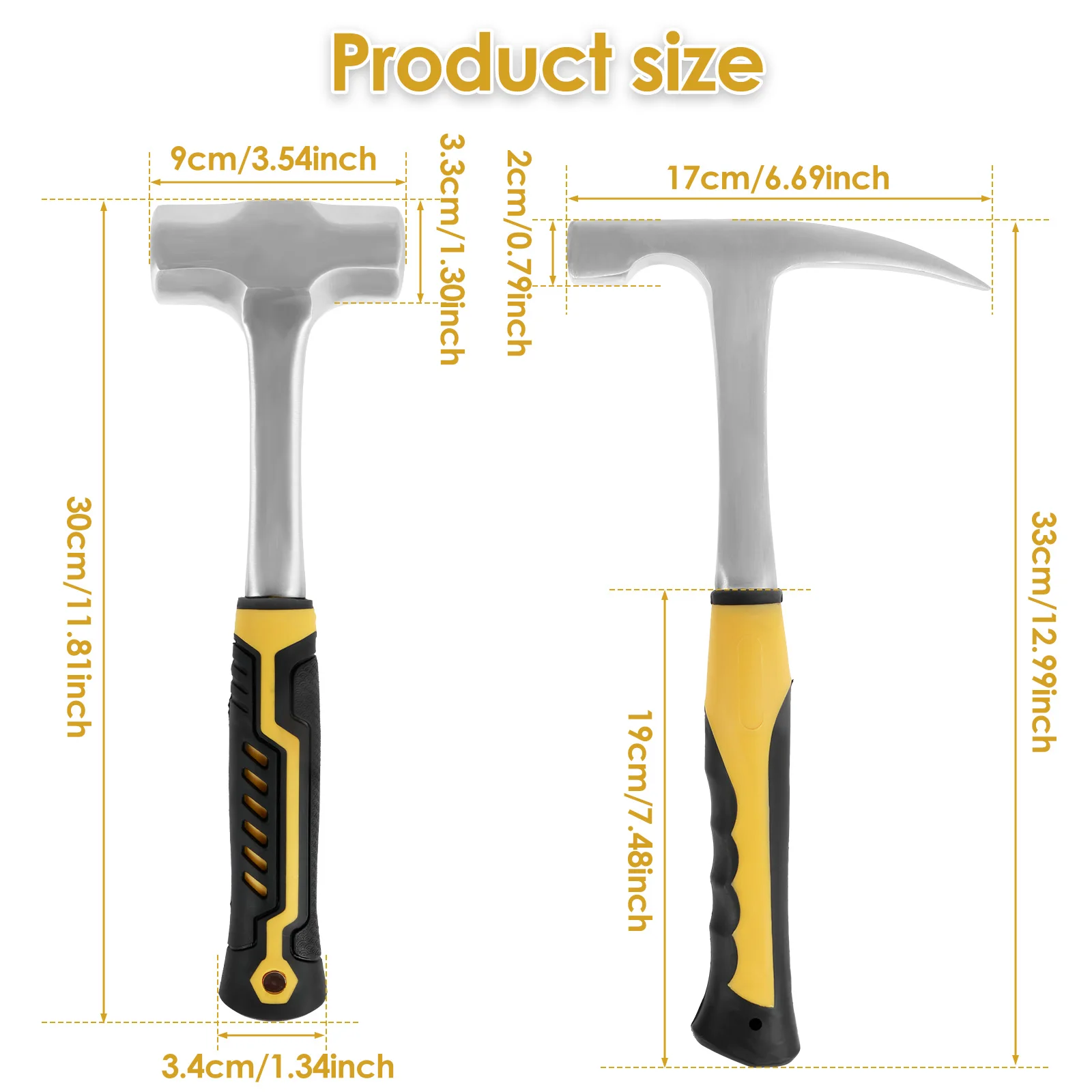 

2Pcs Rock Hammer Octagonal Hammer Set Carbon Steel Sledge Hammer Geological Hammer Kit Sturdy Hammer Hand Tool Masonry Hammer