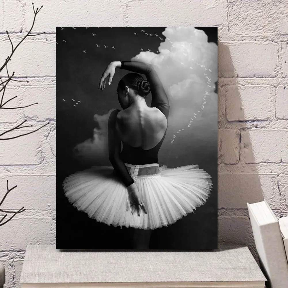 Black and White Ballet Girl Ballerina Poster Movie Sticky