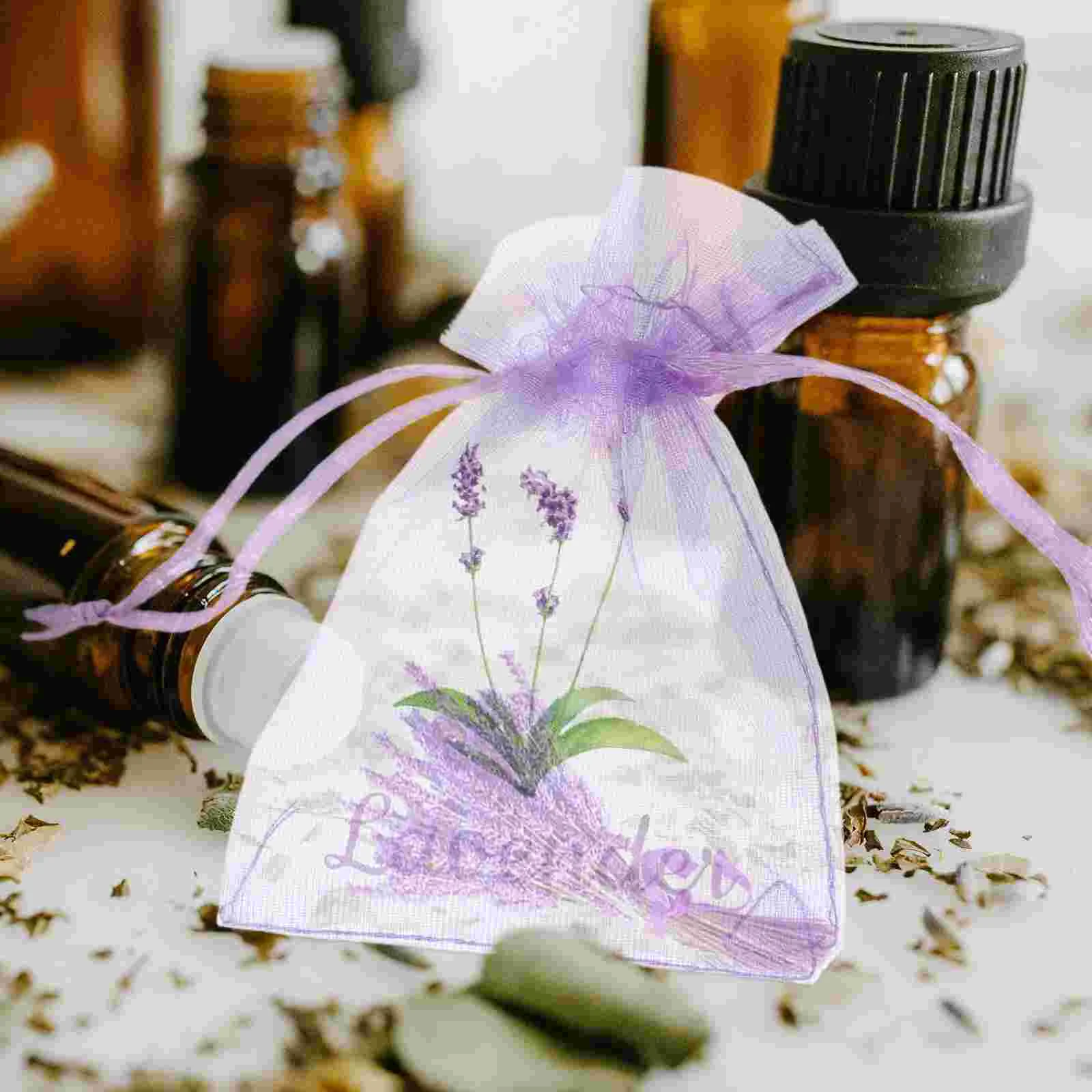 20pcs Lavender Sachets Drawstring Bags Empty Organza Pouches Sachet Empty Bags Organza Gauze for Lavender Herbs Spices Deodorant sachet bags fragrance bags