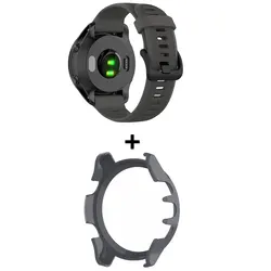 Enhanced Silicone Smartwatch Band with Protective Case Cover - Forerunner 935 (Gray2)