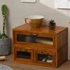 Chinese solid wood drawer type retro debris storage rack desktop storage box Cosmetics office desk storage rack 1