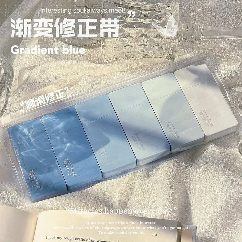 6pcs Kawaii Gradient Green Correction Tapes Portable White Out Correction Band for School Korean Stationery Office Supplies