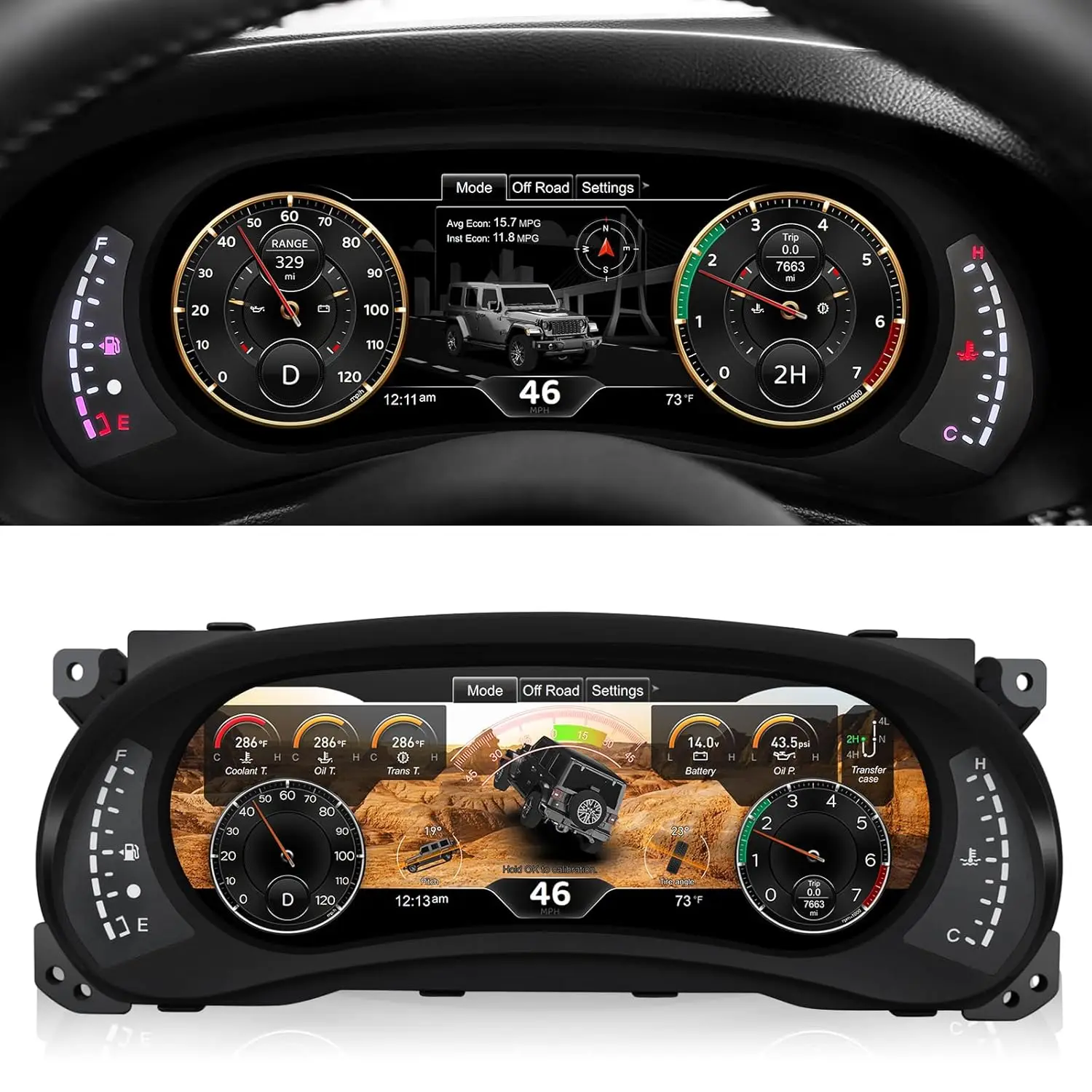 Digitales Kombiinstrument-Display für Jeep Wrangler JK 2011–2017, Tachometer, 12,3-Zoll-HD-Bildschirm, 1920 x 720/2S, schneller Start/Plug&Play