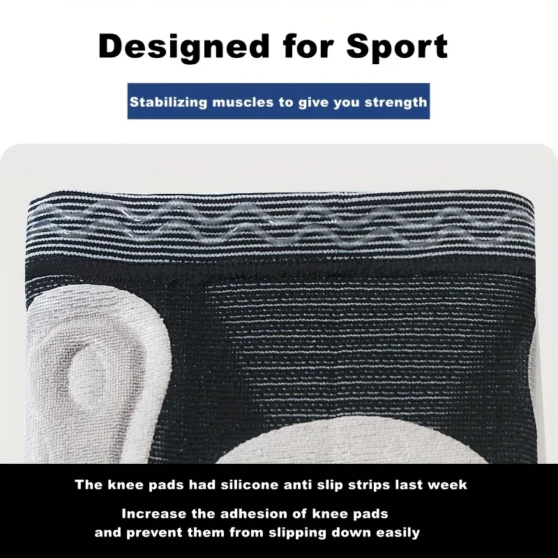 Pack of 2 Anti-Slip Grip Knitted Pattern Polyester Blend Knee Compression Sleeves - Patella Support Pads, Breathable Sports Protectors for Men & Women with Knee Pain Relief, Pack Of Two
