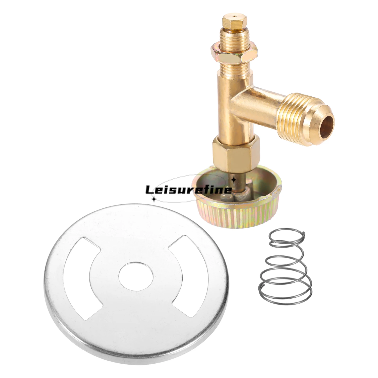 Brass Needle Valve 3/8" Male Swivel Flare Propane Gas Stove Needle Control with Air Intake Burner Damper Spring Holder Outdoor BBQ Camp