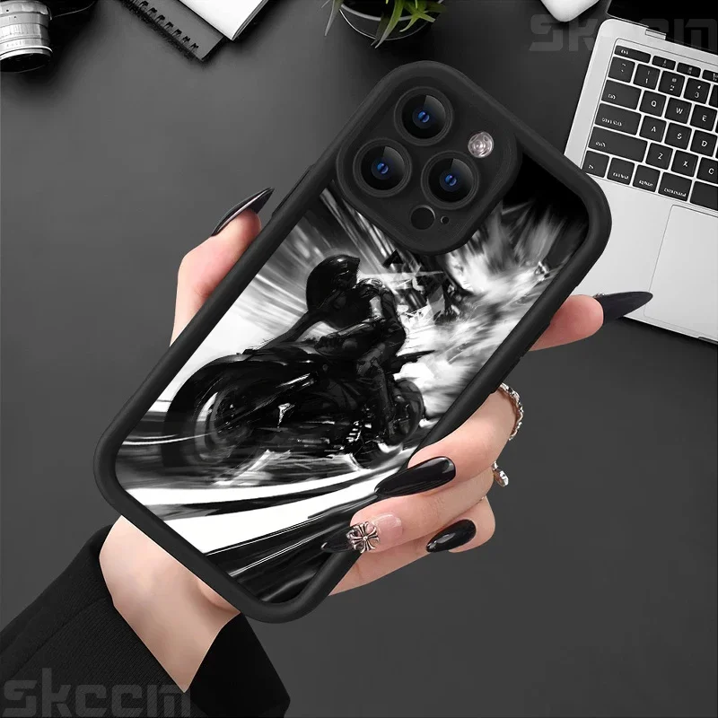 Stylish Black Biker Shockproof Silicone Phone Case