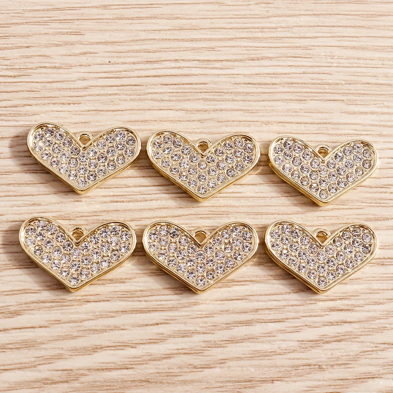 

4pcs 20x13mm Delicate Crystal Love Heart Charms Pendants for Jewelry Making Necklace Earrings Bracelet DIY Crafts Accessories