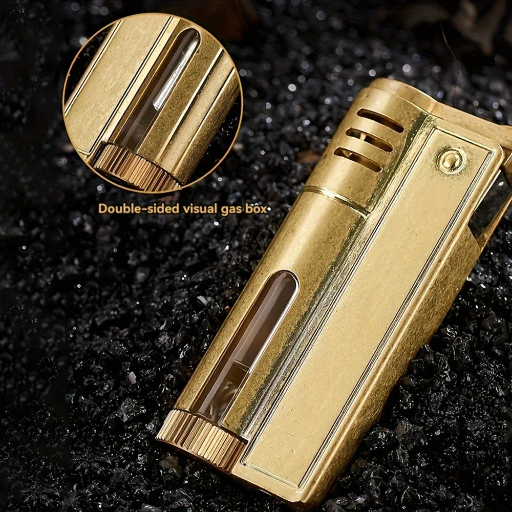 Vintage Clear Fuel Tank Lighter, Windproof Kerosene Lighter with Grinding Wheel, Gadgets for Men Smoking Accessories