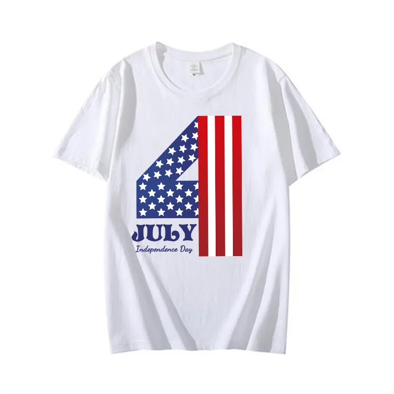 

American Star Flag Stripe Printing Leisure Fashion Spring and Summer loose Men's and Women's vintage blouses