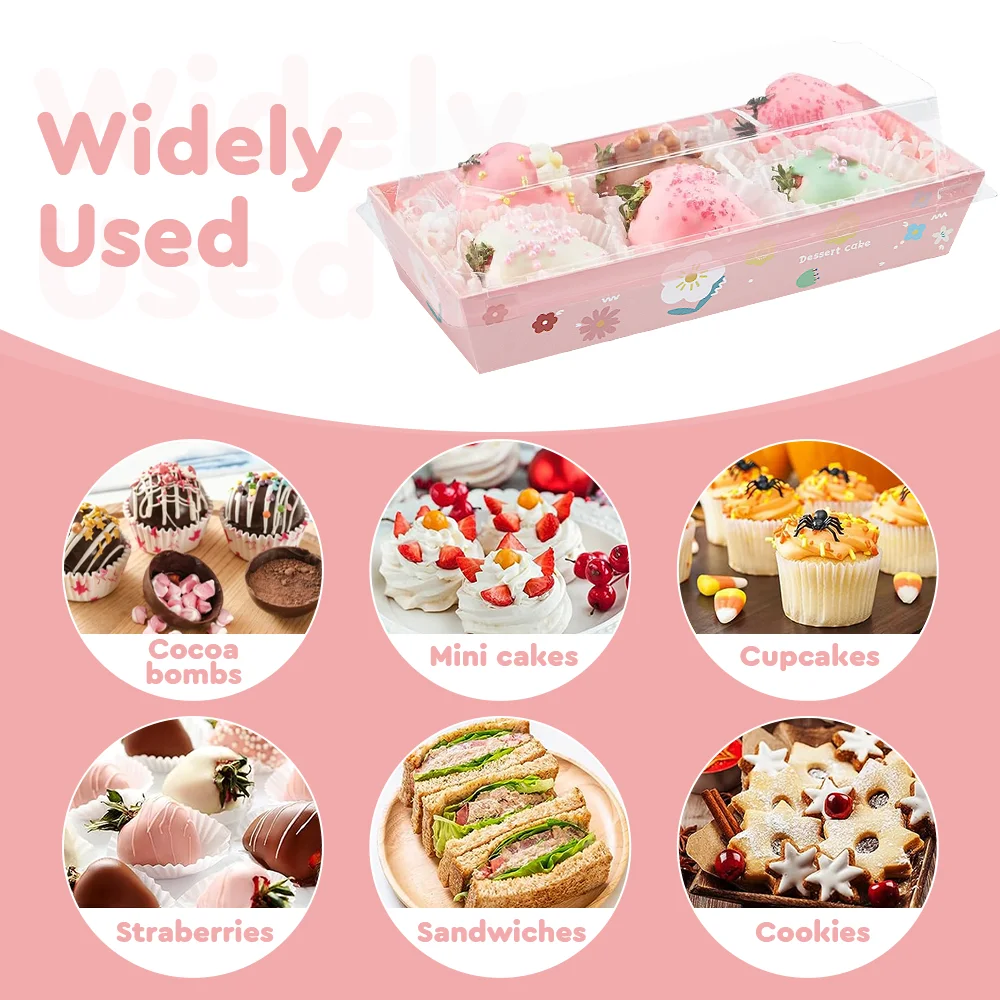 50 Pack Sandwich Box Charcuterie Boxes with Clear Lids Hot Dog Container  Disposable Food Containers with Lids for Strawberries, Chocolate Covered  Cookies, Cakes ,Crepes, Sushi Brown 5.3x4.9x2.5 inch 