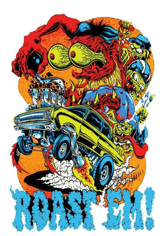 Per Adesivi Per Decalcomanie In Vinile Rat Fink Roast' Em