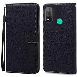 Luxurious Flip Leather Wallet Phone Case with Premium Cover Coque s Etui for Huawei P Smart 2020 (Black)