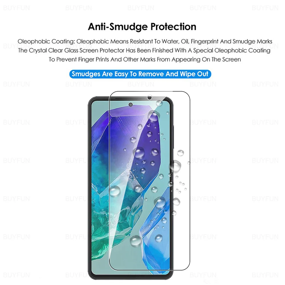 Screen Protector Tempered Glass Phone Protector Cover 1-5Pcs Tempered Glass Case For Samsung Galaxy M55 5G Screen Protector For Samsung M15 M54 M14 M53 M52 M33 M23 M13 4G C55 Glass