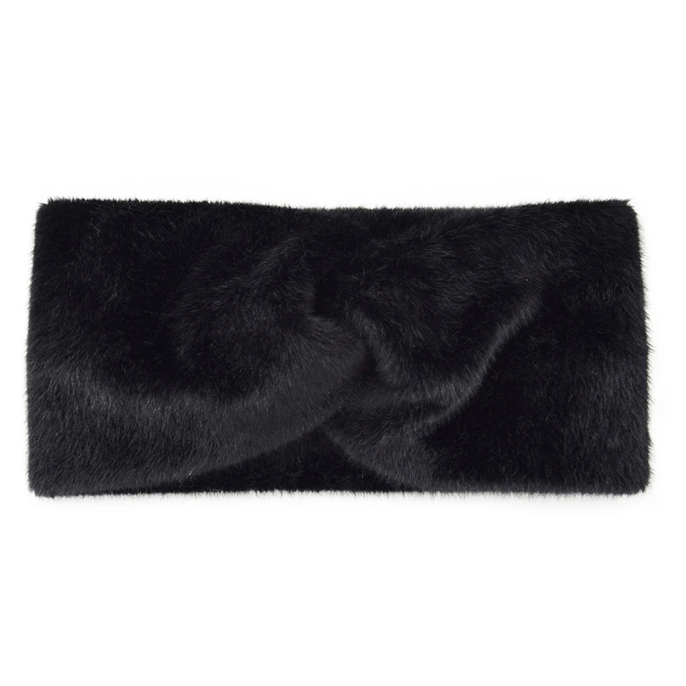 Winter Imitation Mink Fur Cross Headbands Ear Warmer Cross Headbands Wide Warm Twist Stretch Hairbands Women Hair Accesssories