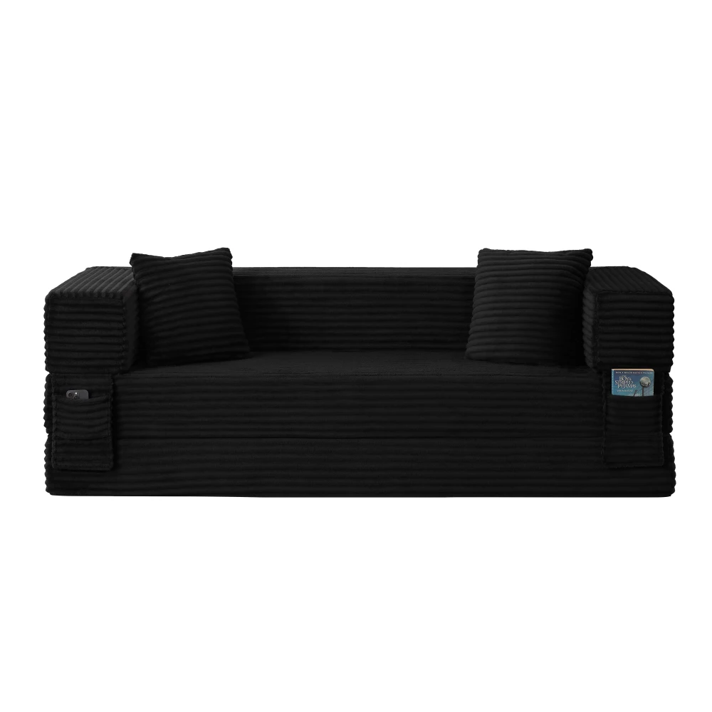 Modernes Cord-Sofa im modischen Look, zweilagiges, einzigartiges Design, umwandelbar in ein Bett, ideal für Apartments und große Räume. – Detail 31