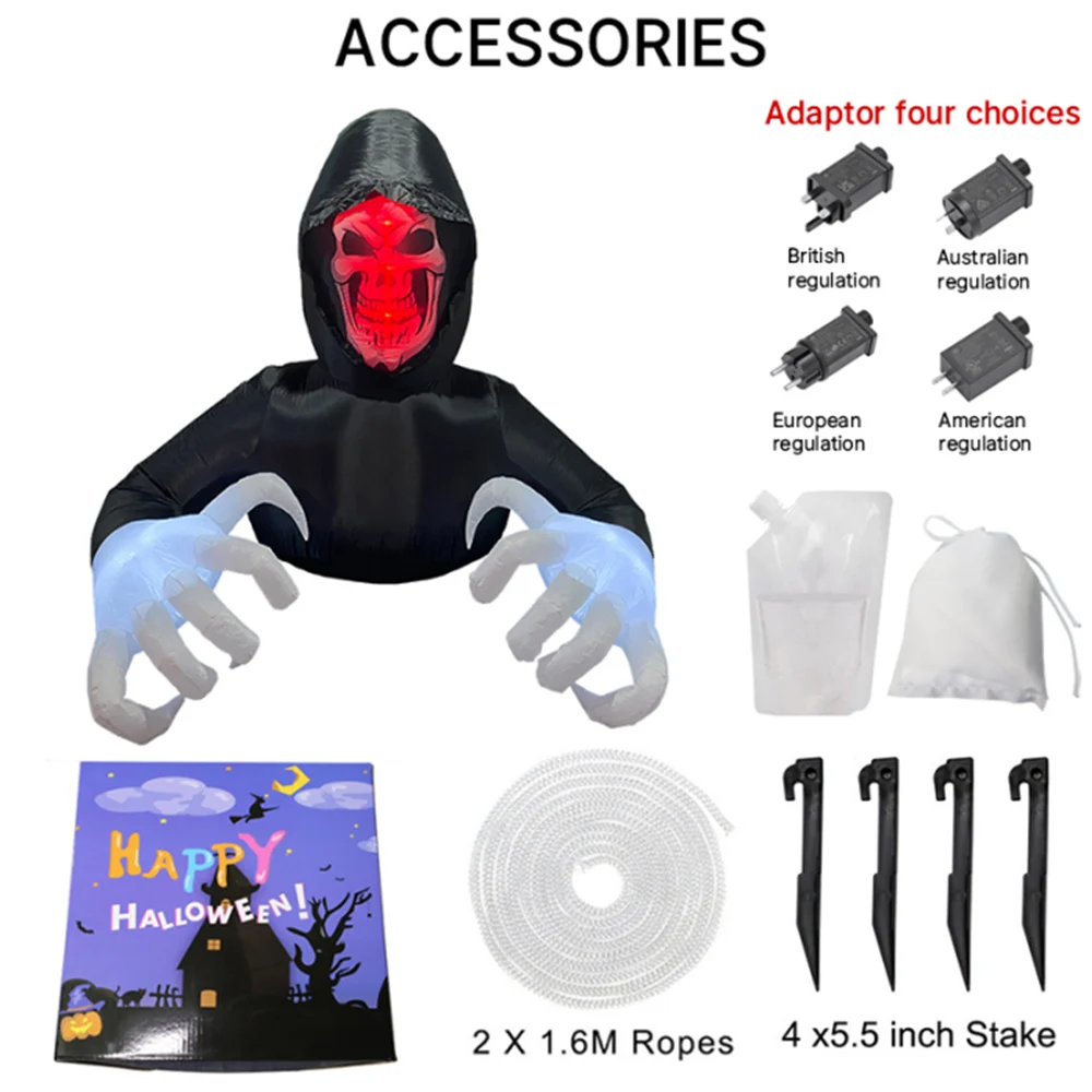 Inflatable Decoration Toy 1.8M Halloween Inflatable Horror Grim Reaper Spooky Ghost with Lights for Outdoor Garden Yard Lawn Inflatable Yard Decorations Inflatable Decoration Inflatable Toy