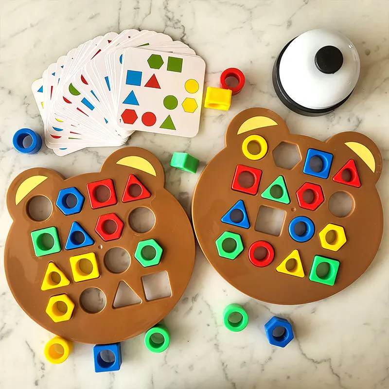 Montessori Baby Toy Geometric Shape 3D Puzzle Battle Game Toy Matching Children Learning Educational Interactive Toys for Kids