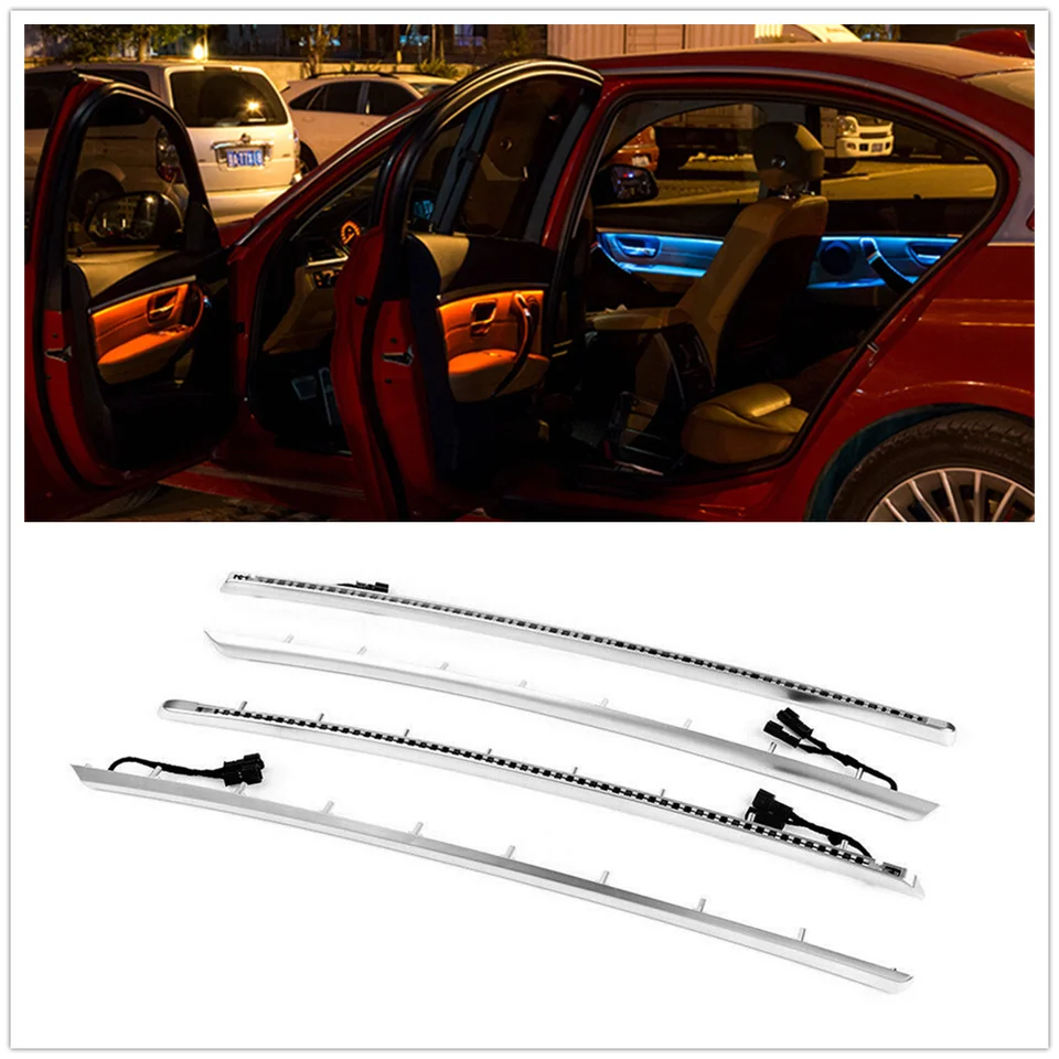 Hacreyatu Bande d'éclairage LED pour intérieur de porte de voiture - Accessoires pour B-MW Série 3 F30 F31 320i 328i 330i 335i 340i 2012-2018 - Housse de rechange bicolore (Noir