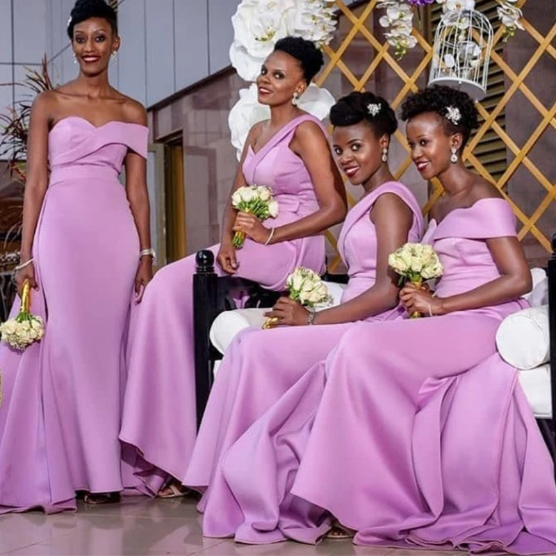 

Elegant One Shoulder Lilac Bridesmaid Dresses Mermaid Style 2023 Simple Crepe Long Women Party Gowns Robe De Soiree Cheapest