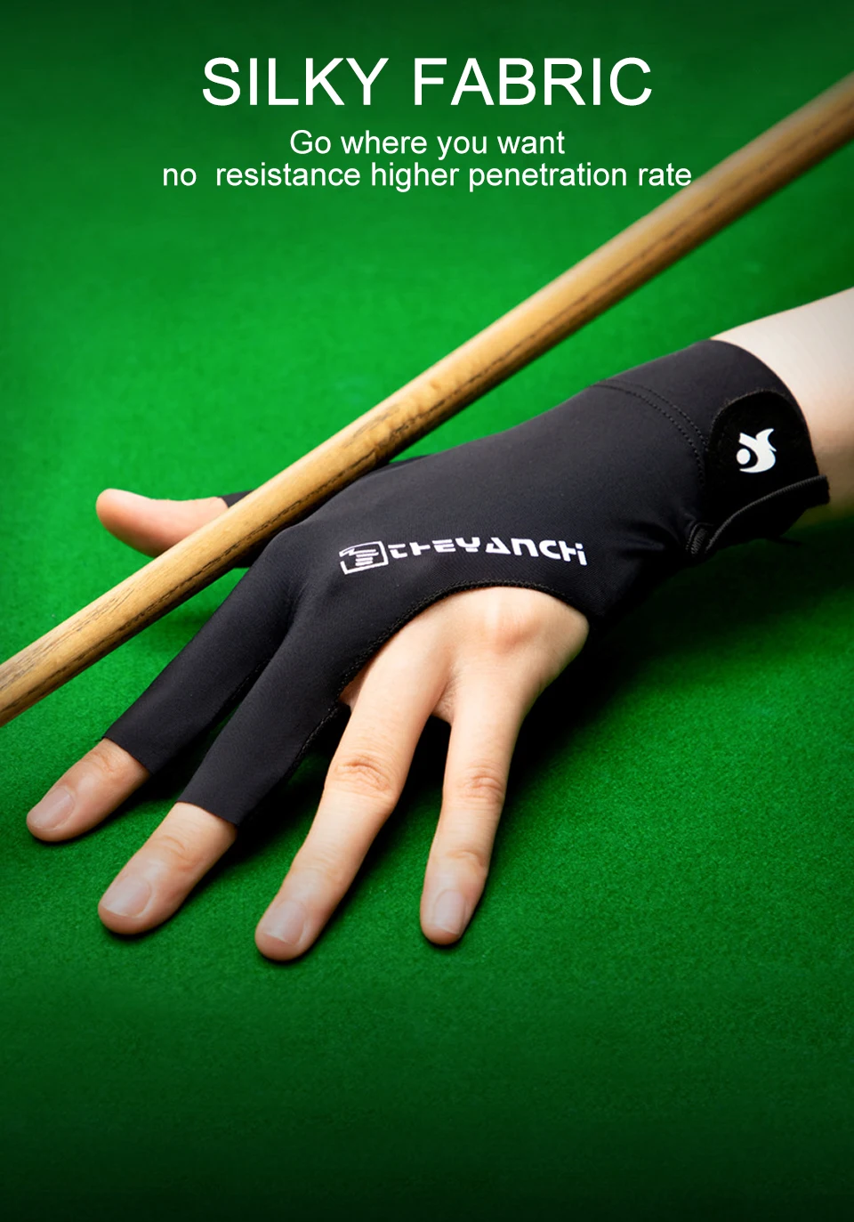 Description Picture 5 of itemKoKossi Billiards Gloves Three Finger Lightweight Breathable Exposed Finger Anti slip Snooker Anti slip 1Pcs Table Tennis Gloves