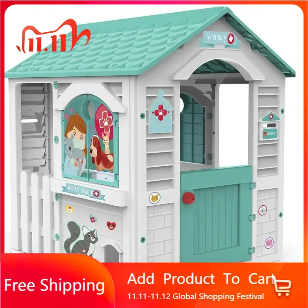 Playhouses,Veterinary Play House Outdoor Playset for Kids Veterinarian Indoor Playset for Pretend Play Outdoor Kids Play Set Vet