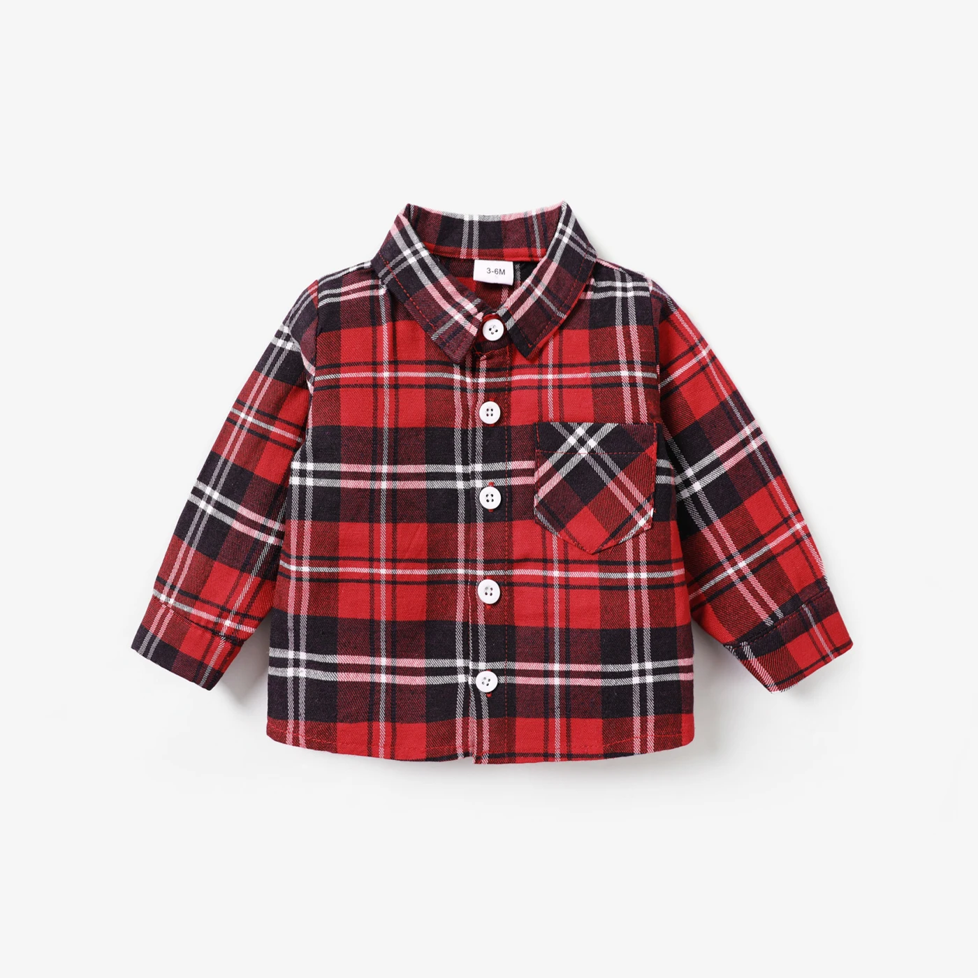 PatPat Baby Boy/Girl Classic Grid/Houndstooth Collar Long Sleeves Shirt