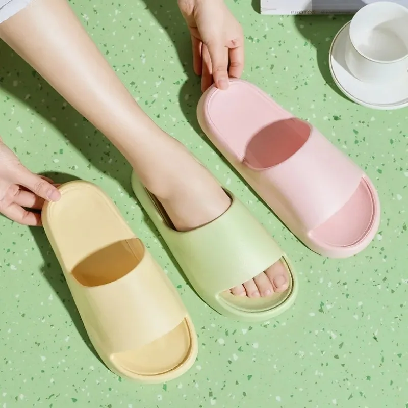 Summer Concise Solid Color Ladies Home Shoes for Women Couple Cosy Slides Lithe Soft Sandals Slippers Indoor Flip Flops