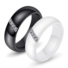 

Fashion simple nano ceramic titanium steel inlaid zircon couple ring party holiday popular gift jewelryfor women accessories