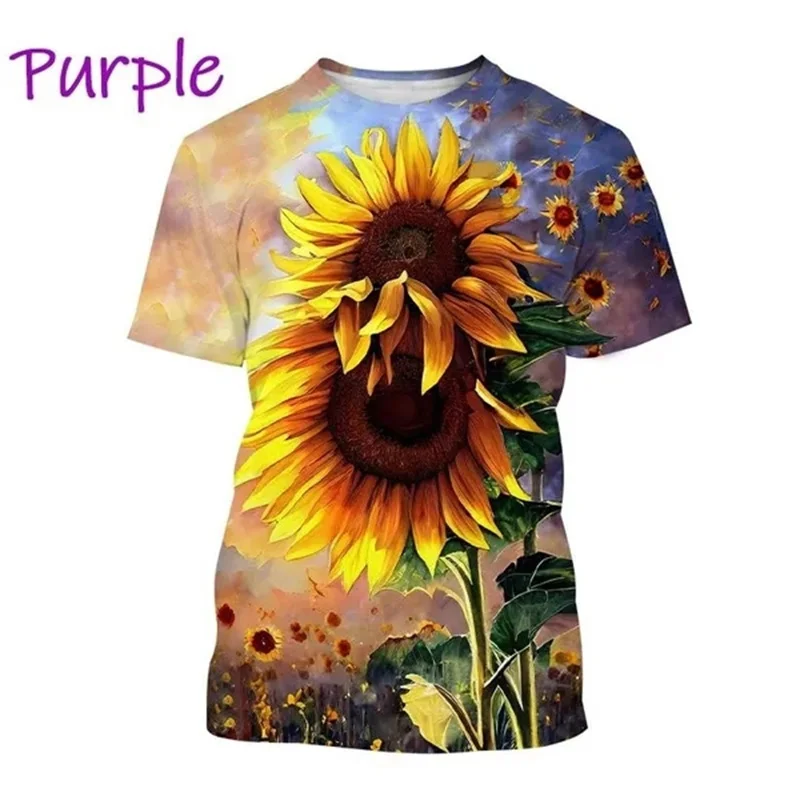 

3D Sunflower Printing T Shirt Helianthus Annuus L Graphic T-shirts For Men Children Fashion Funny Short Sleeves Y2k Clothing Top