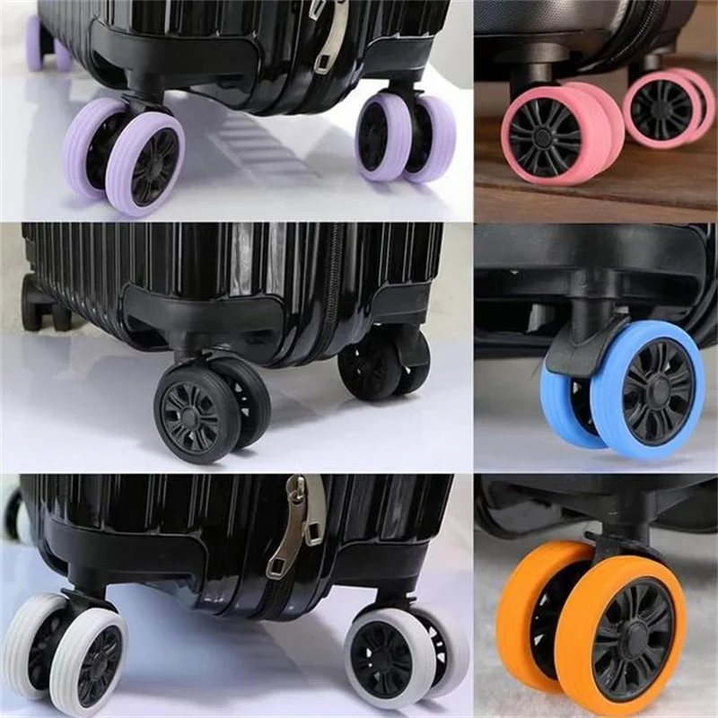 8PCS Silicone Wheels Cover Luggage Suitcase Wheels Protector Cover Anti Wear Reduce Noise Covers Luggage Protector