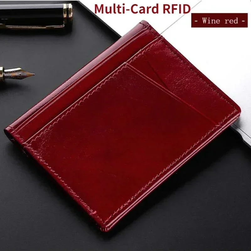 Ultra-Thin Soft Genuine Leather RFID Card Holder Wallet