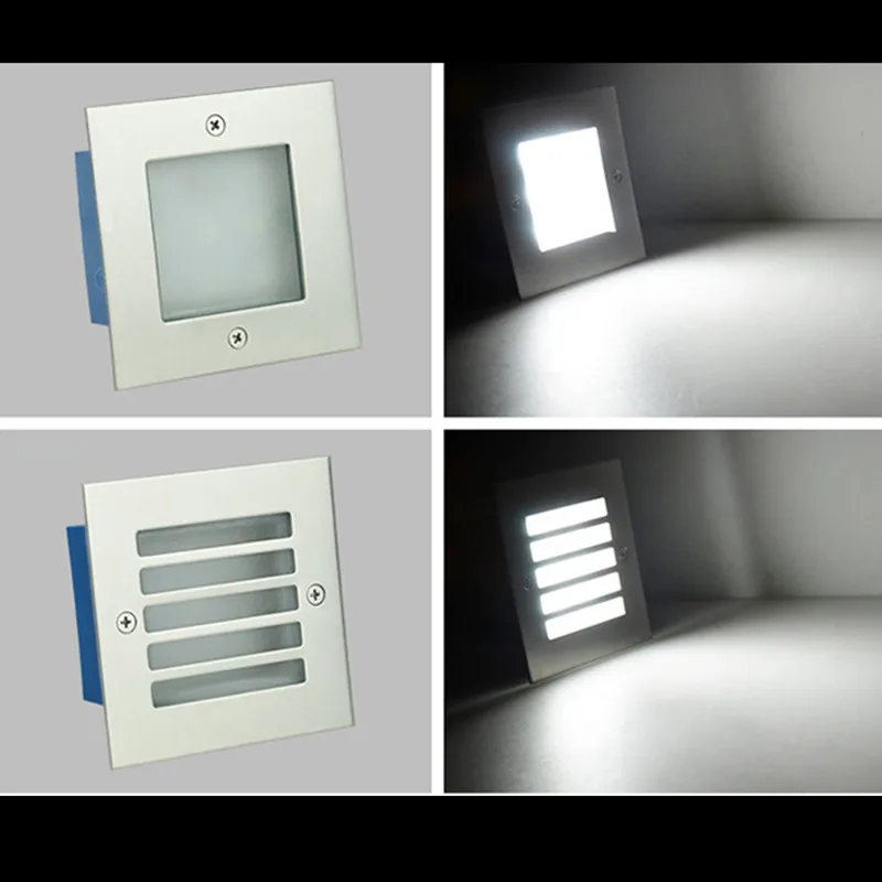 2개 방수 3W 6000K LED 계단등 실내외 벽 코너 램프 빌라, 호텔 로비 계단 야간등 85-265V 12V
